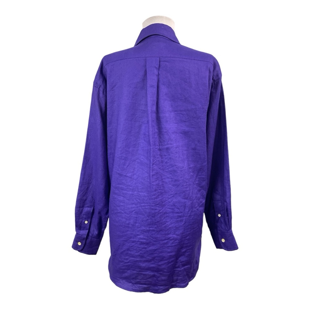 Ralph Lauren NEW Women's Button Down Blouse Size 6 Purple 100% Linen Long Sleeve - Picture 3 of 5